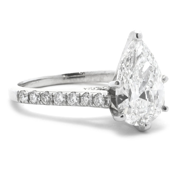 14 Karat White Gold Pear Cut Diamond Engagement Ring