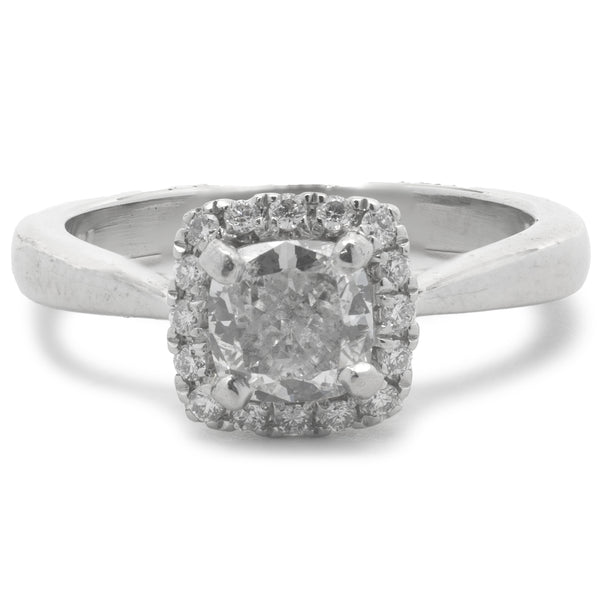 Platinum Cushion Cut Diamond Engagement Ring