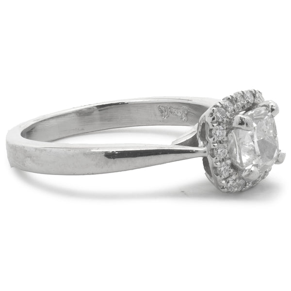 Platinum Cushion Cut Diamond Engagement Ring