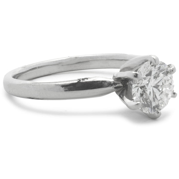 Platinum Gold Round Brilliant Cut Diamond Engagement Ring