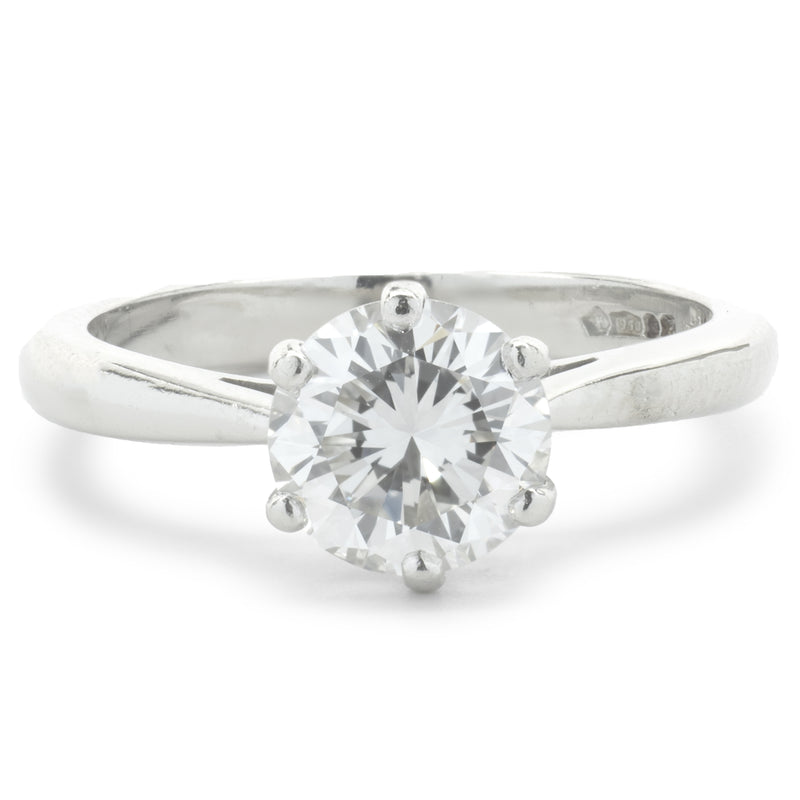 Platinum Round Brilliant Cut Diamond Engagement Ring