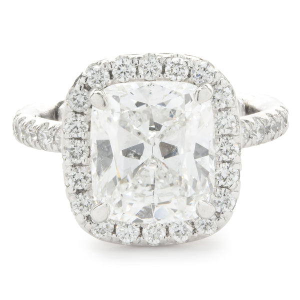 Platinum Cushion Cut Diamond Engagement Ring