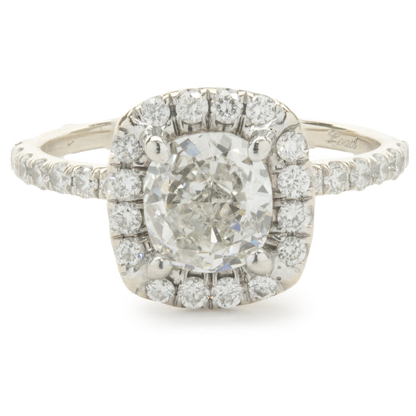 Platinum Cushion Cut Diamond Engagement Ring