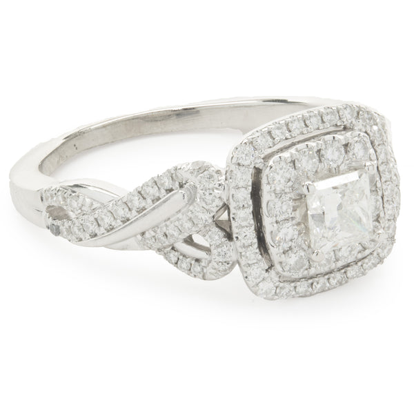 Vera Wang 14 Karat White Gold Princess Cut Diamond Engagement Ring