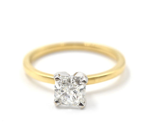 GIA Certified Radiant Cut 1.02 Carat Diamond 18k Yellow Gold Solitaire Engagement Ring