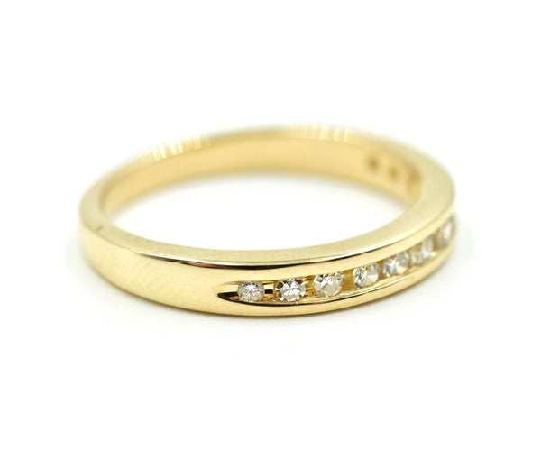 Diamond Channel Set Wedding Band 14k Yellow Gold