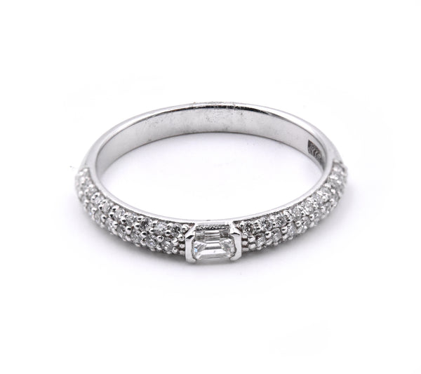 14k White Gold Diamond Wedding Band