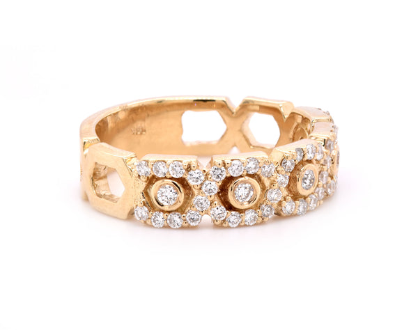 14 Karat Yellow Gold Diamond Weave Band