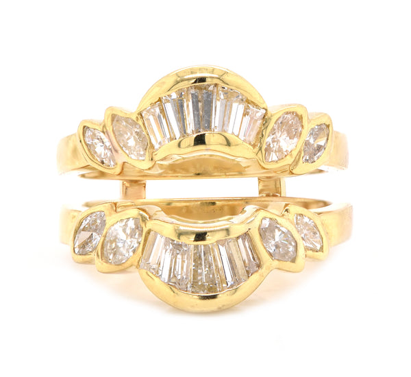 18 Karat Yellow Gold Diamond Ring Guard