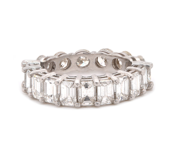 Platinum Round and Baguette Diamond Eternity Band