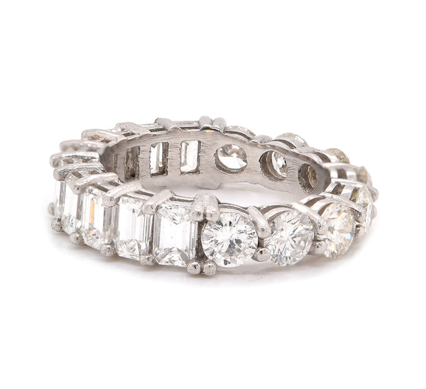 Platinum Round and Baguette Diamond Eternity Band