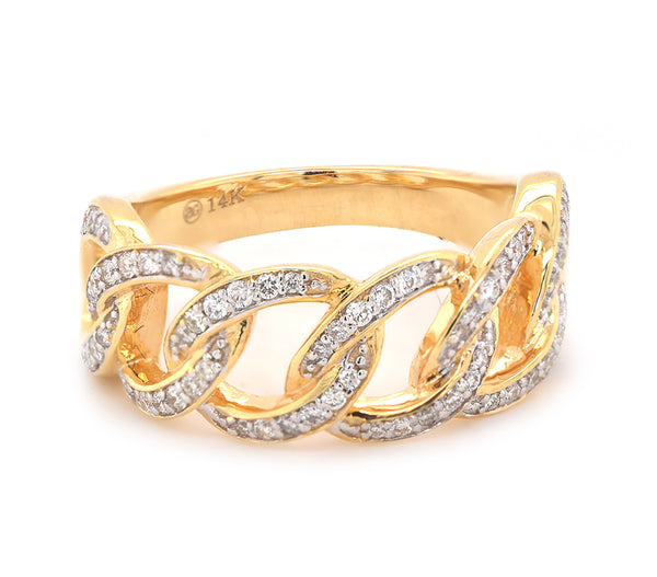 14 Karat Yellow Gold Diamond Circle Link Band