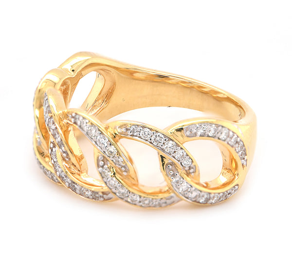 14 Karat Yellow Gold Diamond Circle Link Band