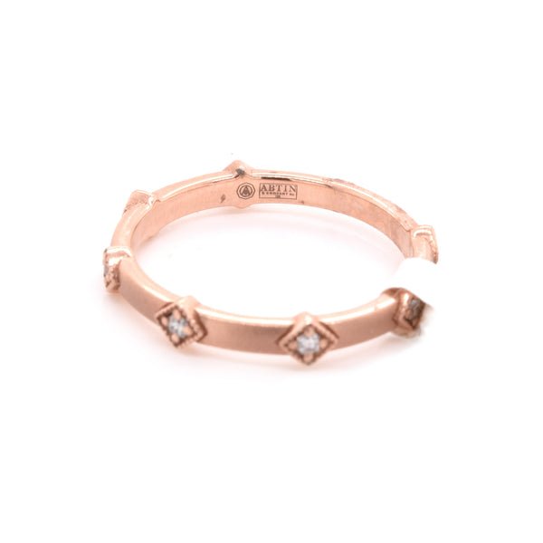 14 Karat Rose Gold Satin Finished Diamond Band