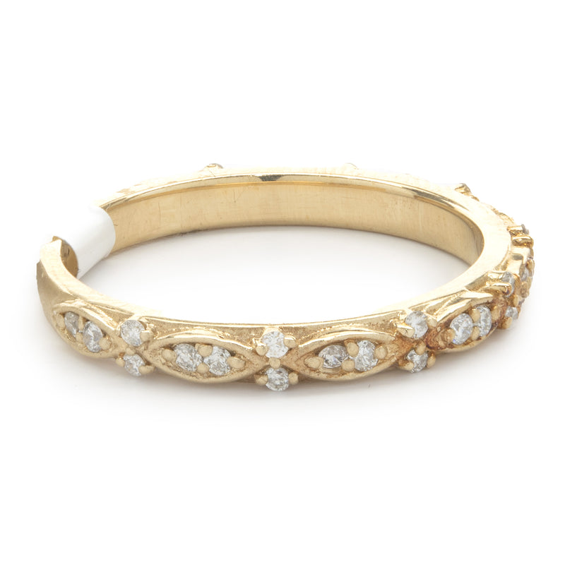 14 Karat Rose Gold Filigree Diamond Band