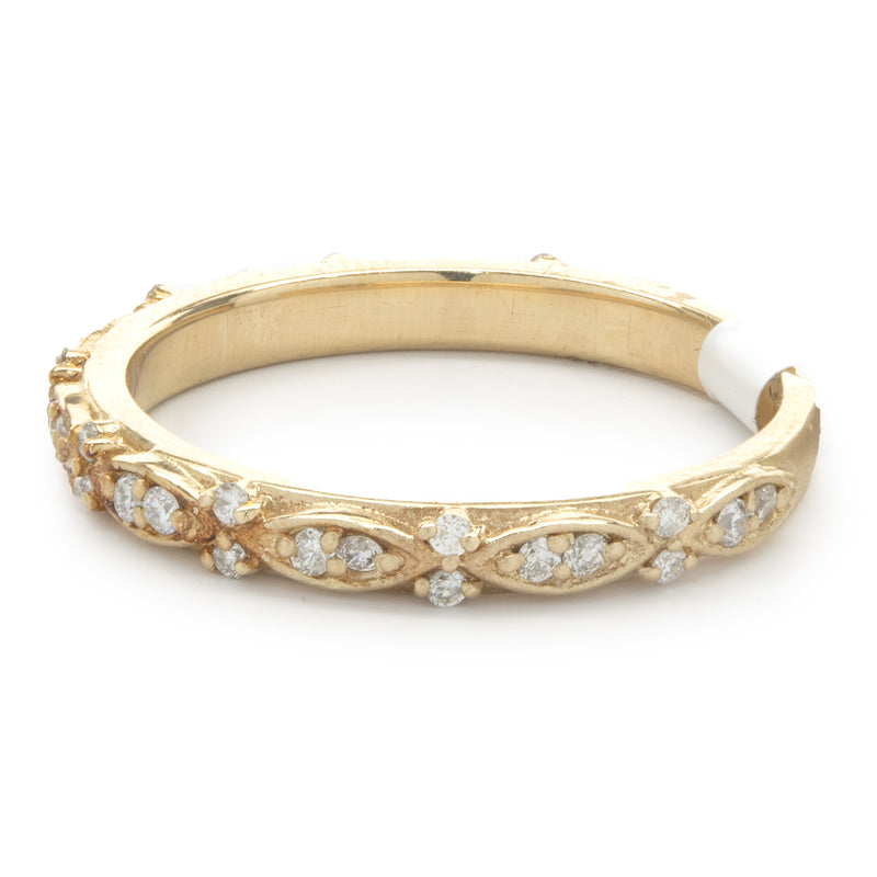 14 Karat Rose Gold Filigree Diamond Band