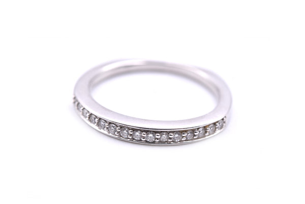 18k White Gold Diamond Band with Euro Shank