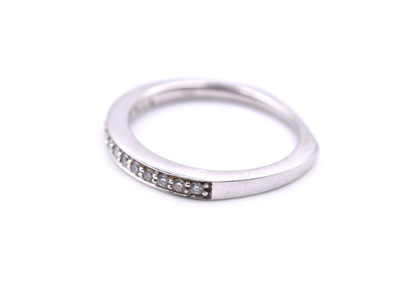 18k White Gold Diamond Band with Euro Shank