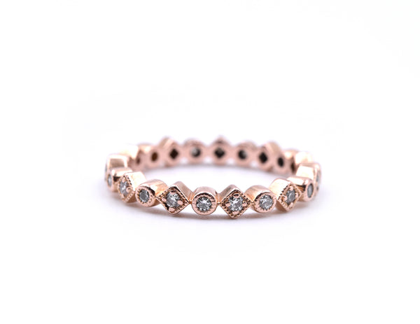 14K Rose Gold Diamond Band