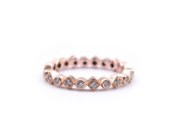 14K Rose Gold Diamond Band