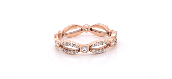 14k Rose Gold Diamond Stackable Anniversary Ring