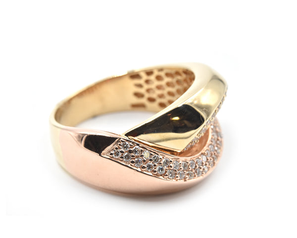 0.70 Carat Diamond 14k Rose Gold Crossover Ring