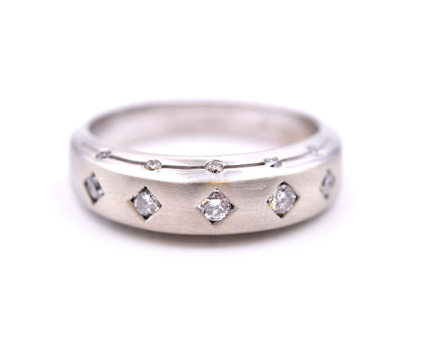 14k White Gold Contemporary Diamond Band