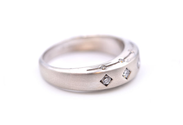 14k White Gold Contemporary Diamond Band