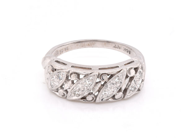 14 Karat White Gold Vintage Diamond Band