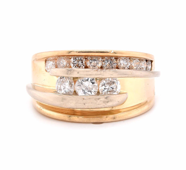 14 Karat Yellow Gold Stacked Bypass Diamond Ring