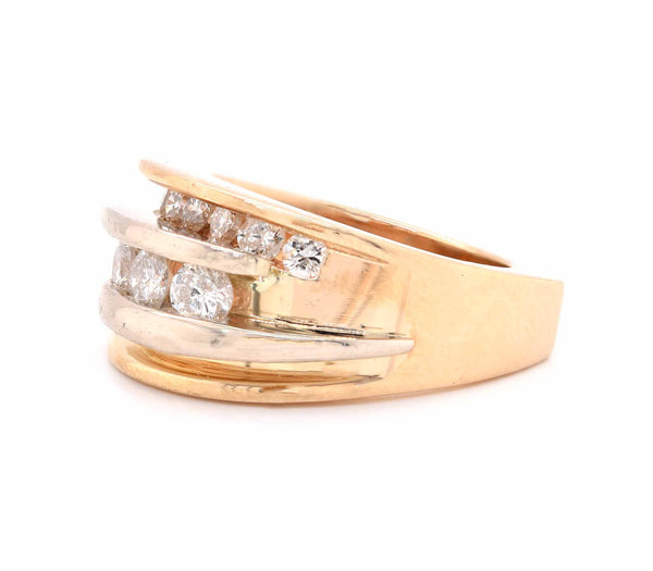 14 Karat Yellow Gold Stacked Bypass Diamond Ring