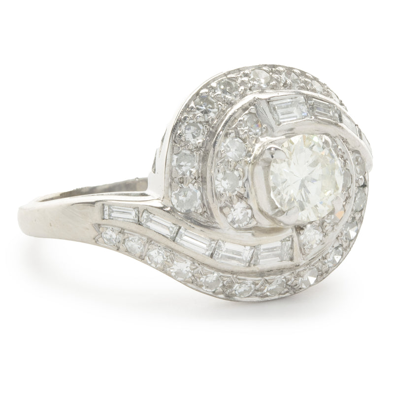 14 Karat White Gold Vintage Diamond Swirl Ring