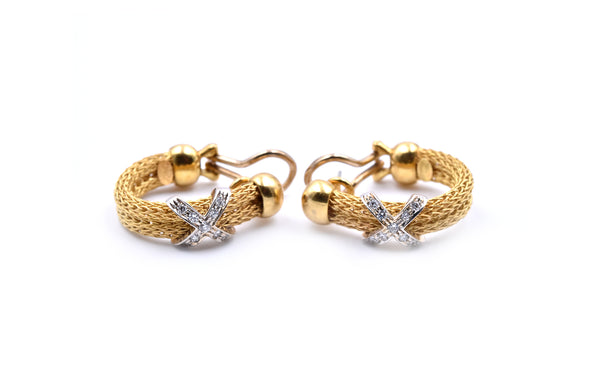 18k Yellow Gold X Huggie Earrings