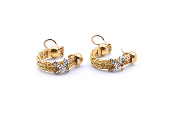 18k Yellow Gold X Huggie Earrings