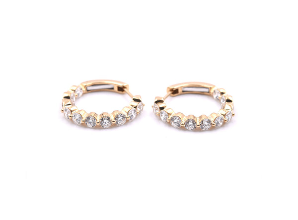 18k Yellow Gold Diamond Inside-Out Hoop Earrings