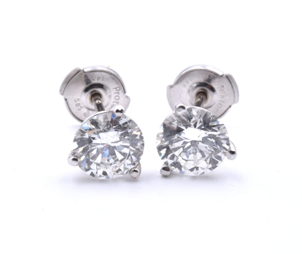 14k White Gold 2.08cttw Diamond Stud Earrings