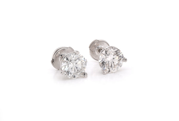 14k White Gold Martini Set Diamond Stud Earrings