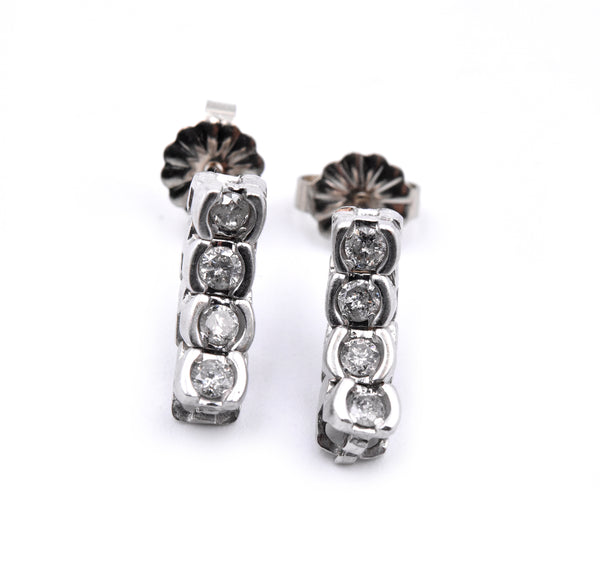 14k White Gold Diamond Dangle Earrings