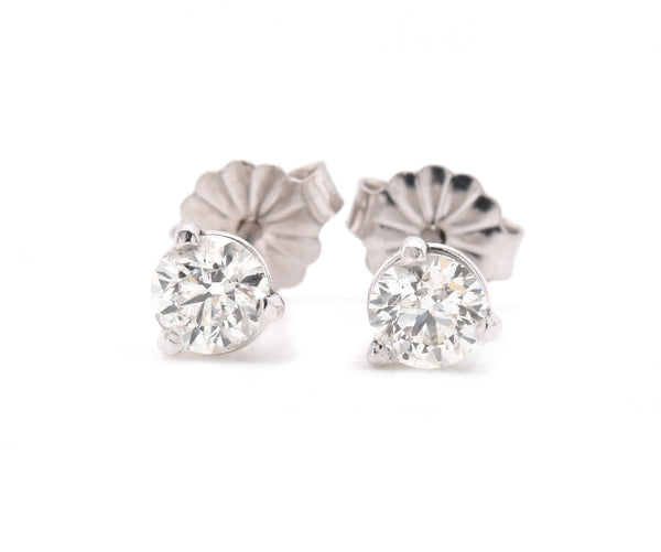 0.60cttw Round 14 Karat White Gold Diamond Stud Earrings