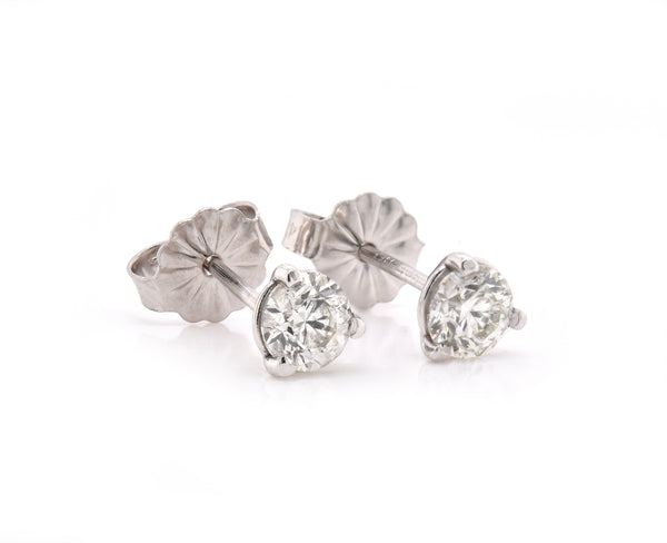 0.60cttw Round 14 Karat White Gold Diamond Stud Earrings