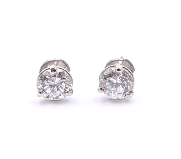 14k White Gold Diamond Stud Earrings