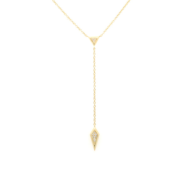 18 Karat Yellow Gold Diamond Lariat Necklace