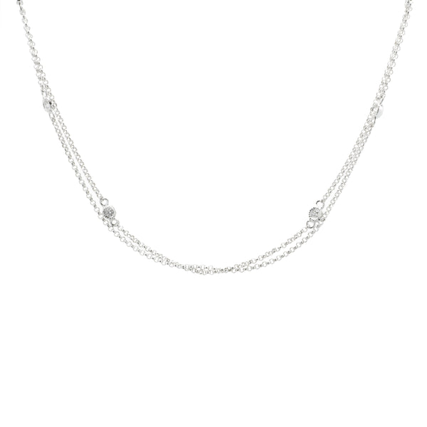 14 Karat White Gold Diamonds By The Yard Double Strand Necklace