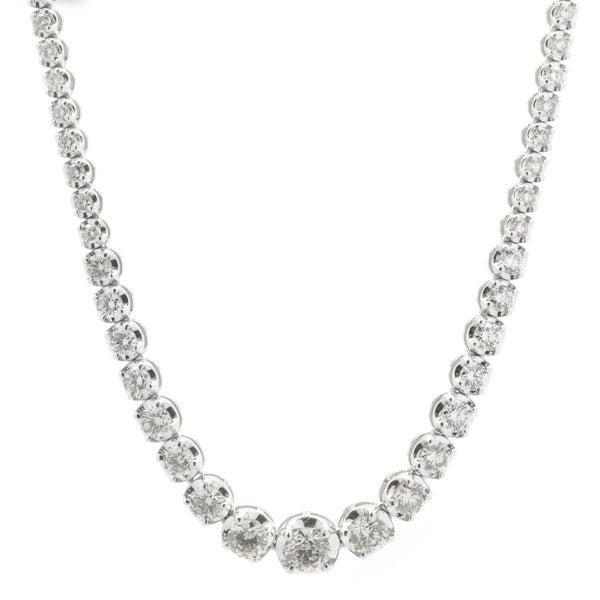 14 Karat White Gold Diamond Tennis Necklace