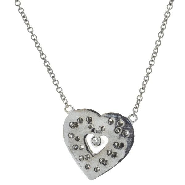 18 Karat White Gold Diamond Heart Necklace