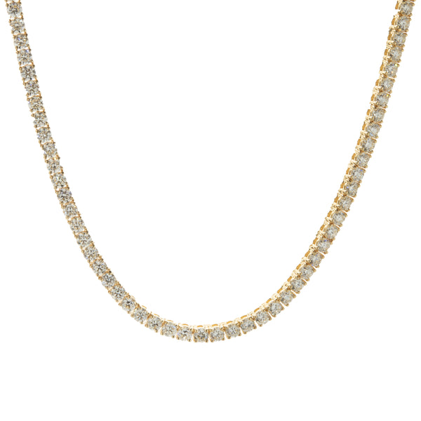 18 Karat Yellow Gold Diamond Tennis Necklace