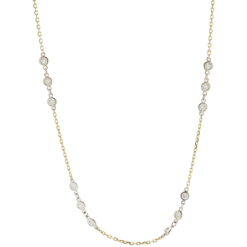 14 Karat Yellow and White Gold Diamonds By The Yard Necklace