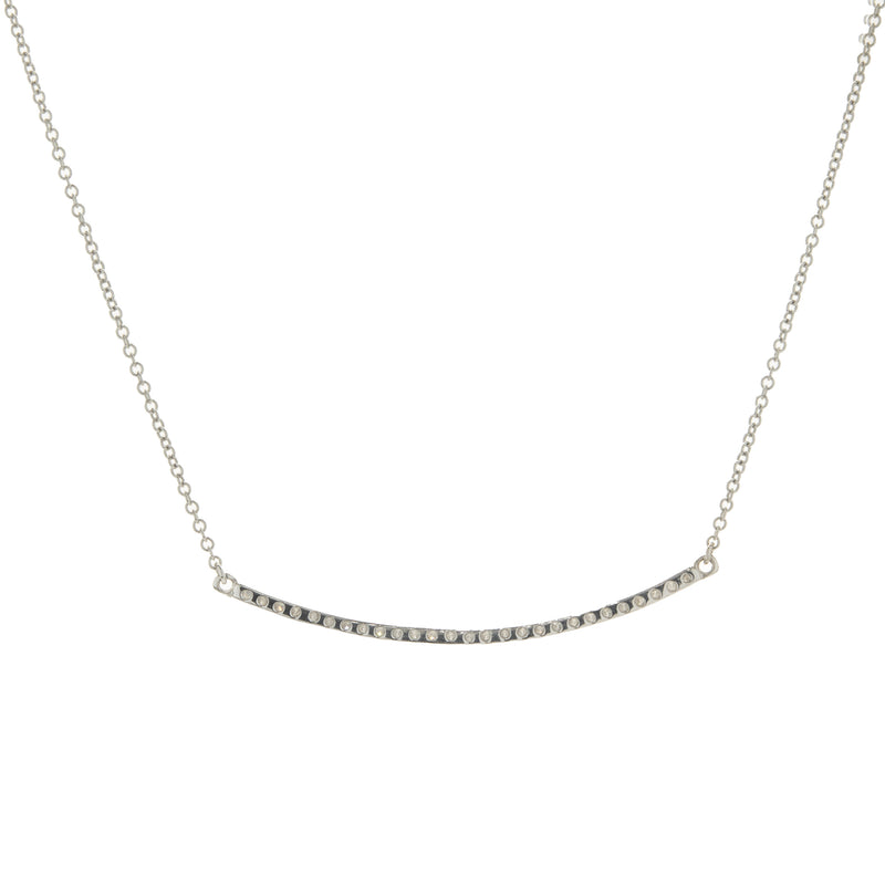 18 Karat White Gold Diamond Bar Necklace