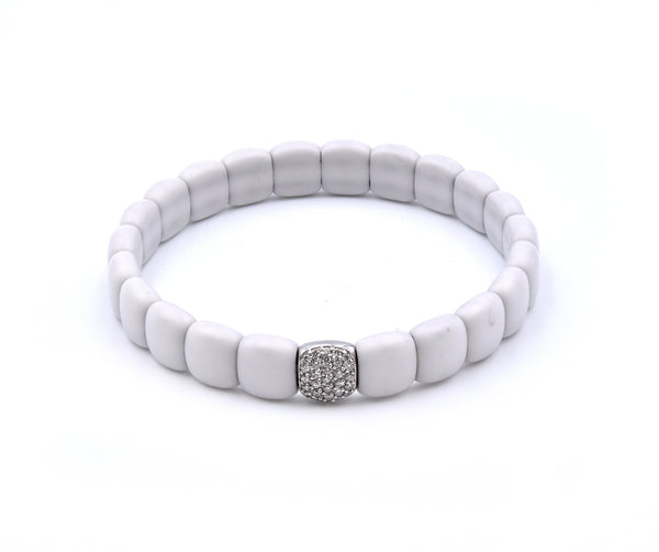 18k White Gold Ceramic and Diamond Bracelet