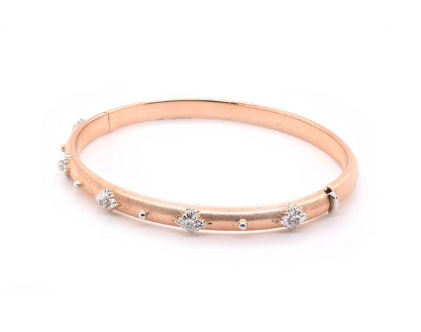 18k Rose and White Gold Diamond Bangle Bracelet